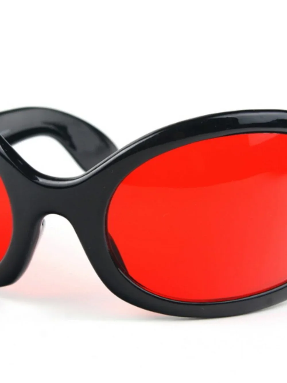 Pop Fashionwear Unisex Color Bug Eye Sunglasses Retro Rave Shades Black Red lens